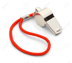 silver whistle with red wrist cord, used by athletic coaches